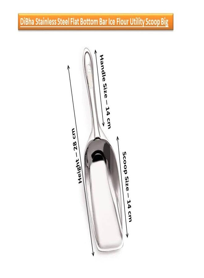 DiBha 2-Piece Stainless Steel Flat Bottom Bar Ice Flour Utility Scoop, Small & Big, Silver (Combo of 2) - Image 3